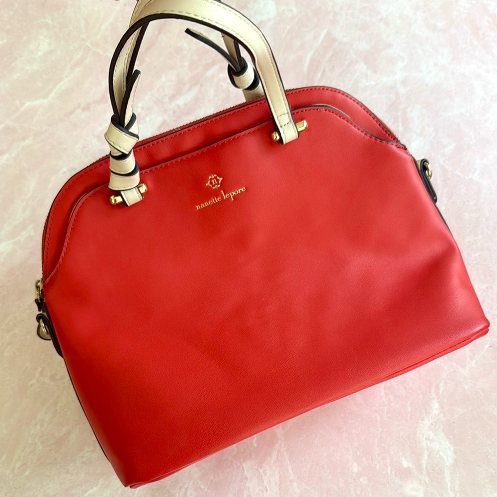 Nanette Lepore Orange and Ivory Satchel Bag